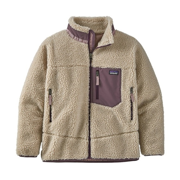 Patagonia Kids' Retro-X Fleece Jacket, Natural w/ Hyssop Purple (Sz M, 10) - Picture 8 of 8